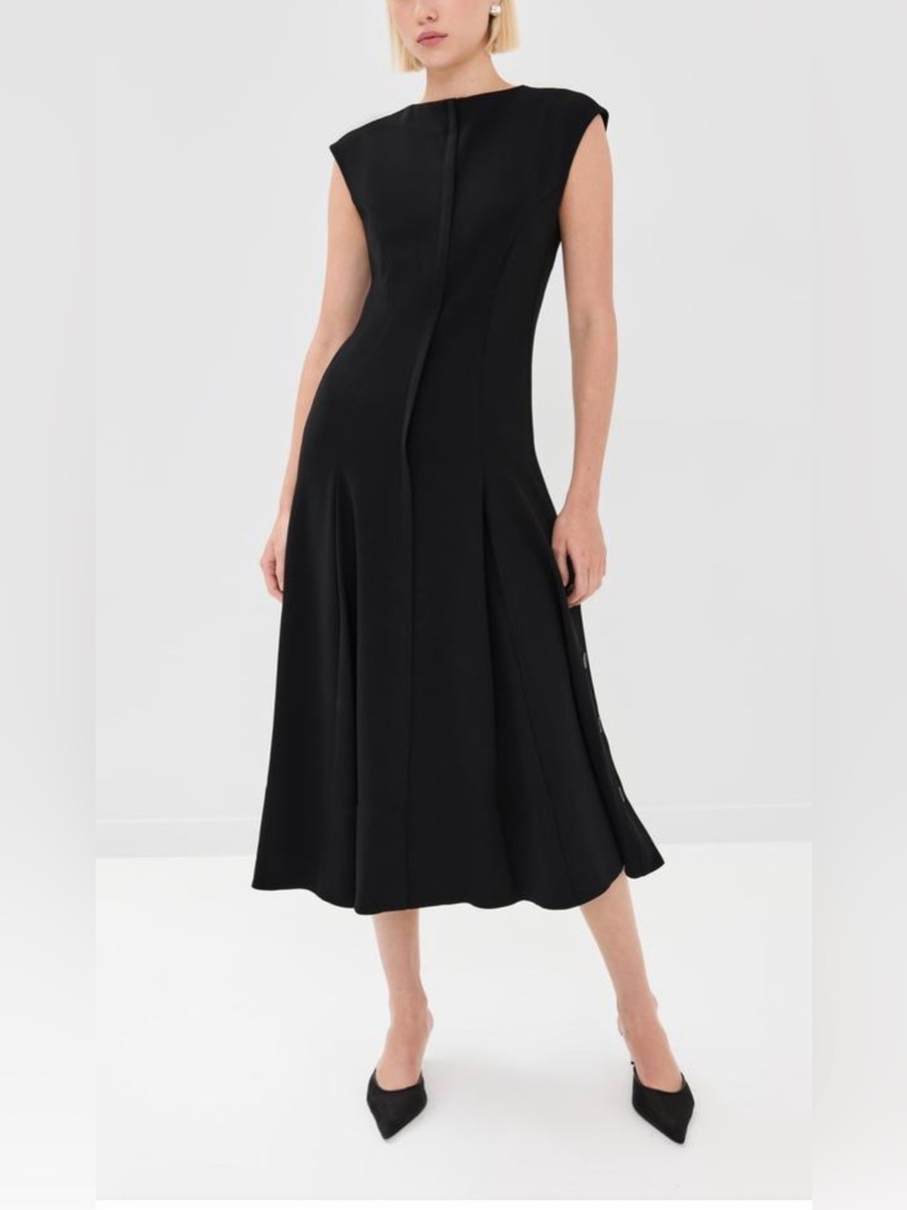 Proenza Schouler Women's Georgia Dress Black Sleeveless A-Line Dress - Picture 3 of 15